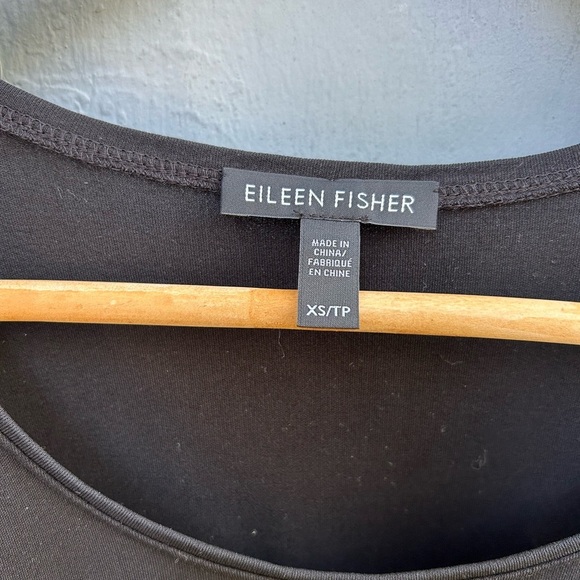 Eileen Fisher Black Stretch Silk Jersey Scoop Neck Tank, size XS - Picture 7 of 8